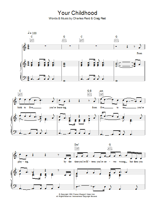 The Proclaimers Your Childhood Sheet Music