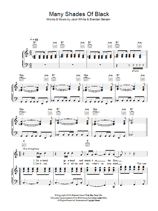 The Raconteurs featuring Adele Many Shades Of Black Sheet Music