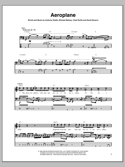 Red Hot Chili Peppers Aeroplane Sheet Music