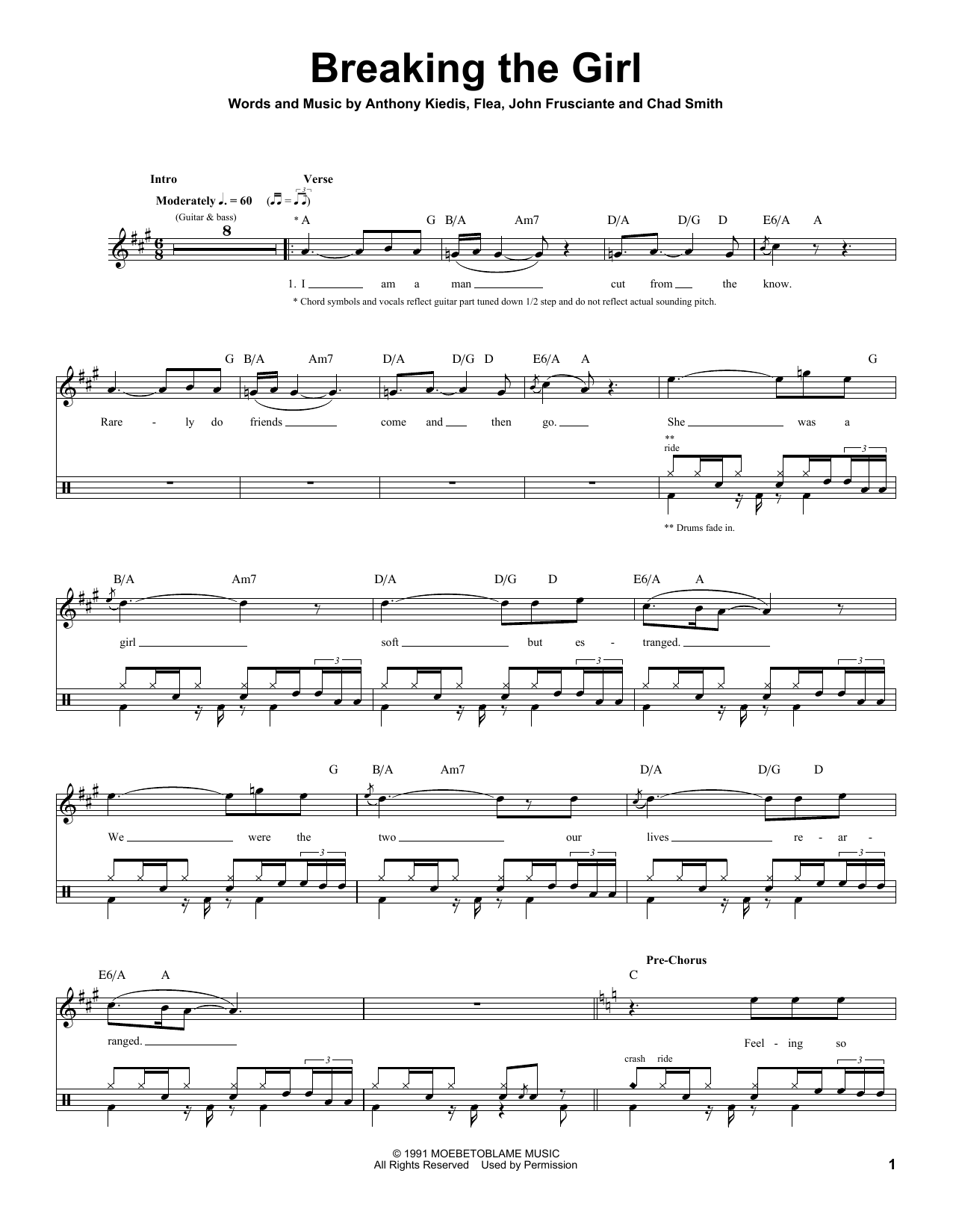 Red Hot Chili Peppers Breaking The Girl Sheet Music