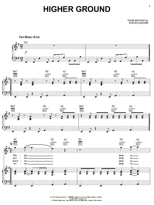 Red Hot Chili Peppers Higher Ground Sheet Music