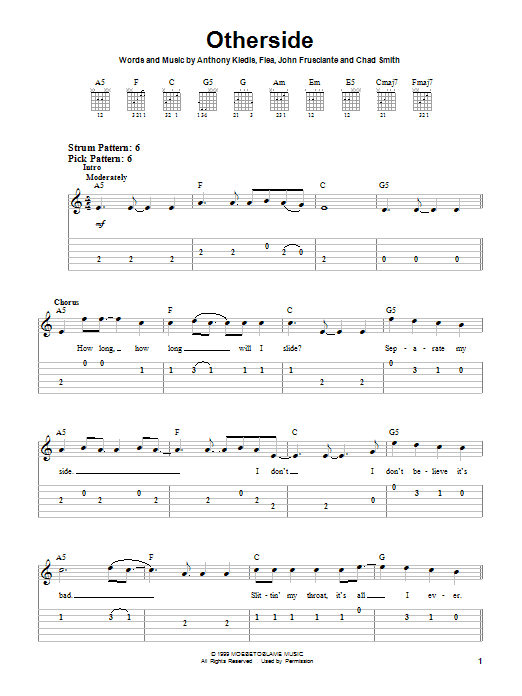 Red Hot Chili Peppers Otherside Sheet Music
