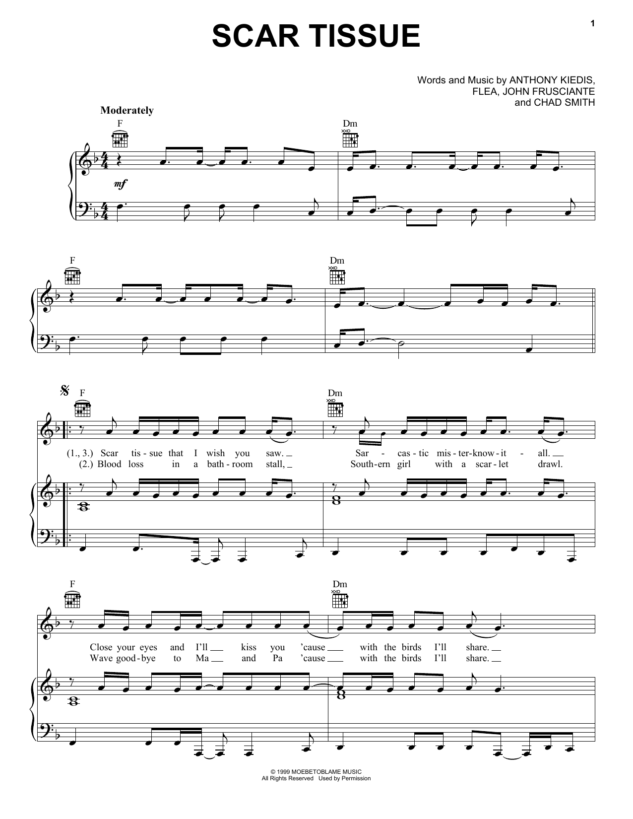 Red Hot Chili Peppers Scar Tissue Sheet Music