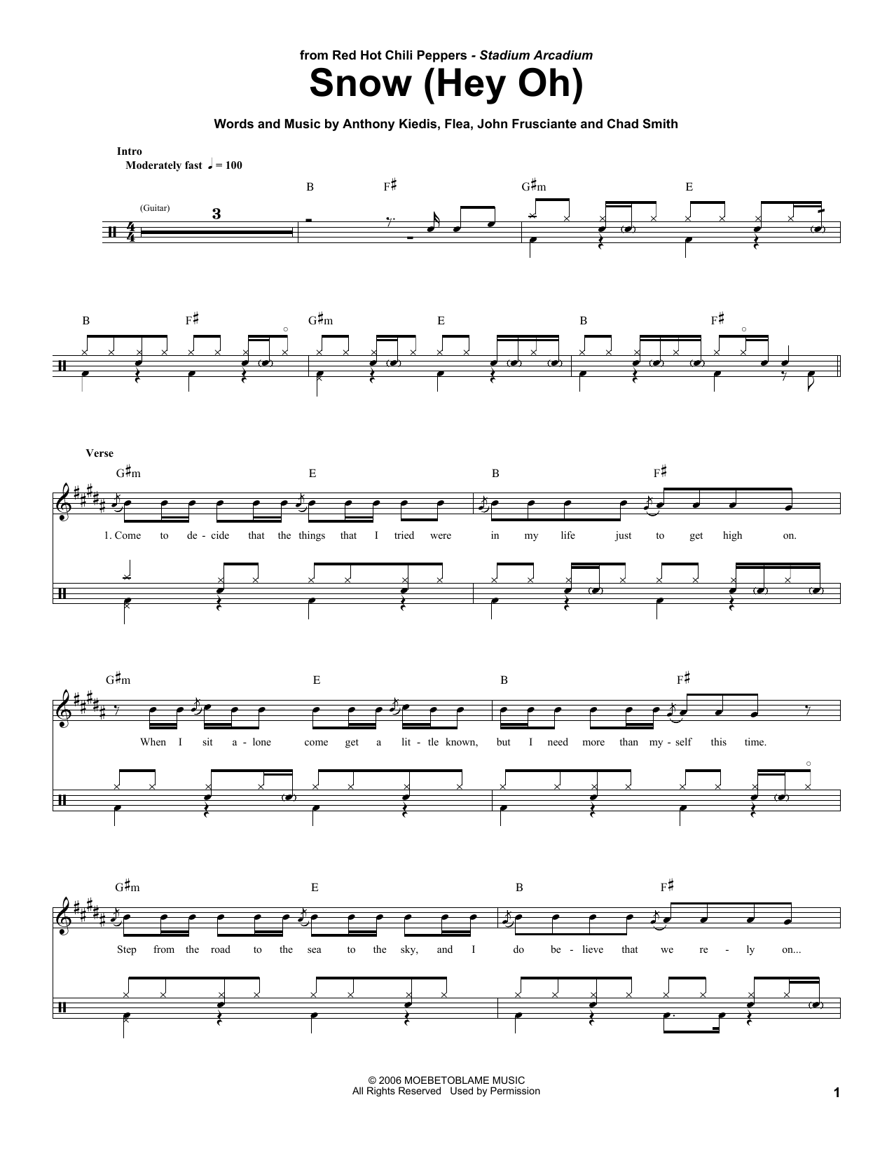 Red Hot Chili Peppers Snow (Hey Oh) Sheet Music