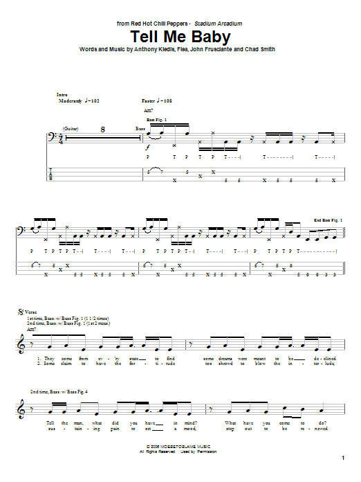 Red Hot Chili Peppers Tell Me Baby Sheet Music