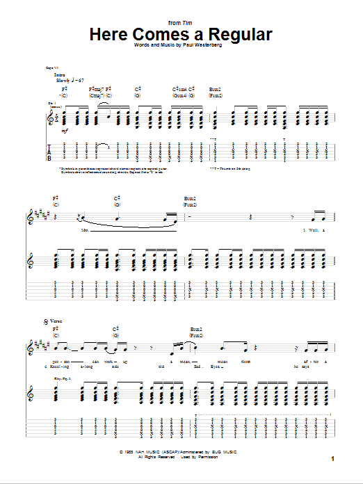 The Replacements Here Comes A Regular Sheet Music