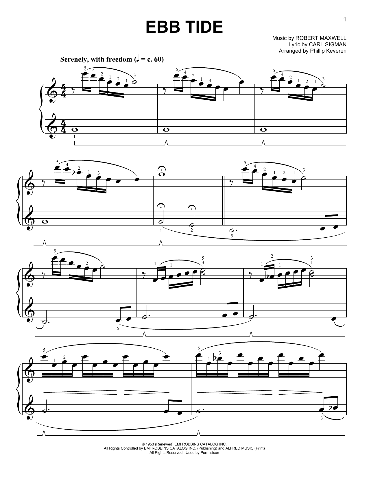 The Righteous Brothers Ebb Tide [Classical version] (arr. Phillip Keveren) Sheet Music