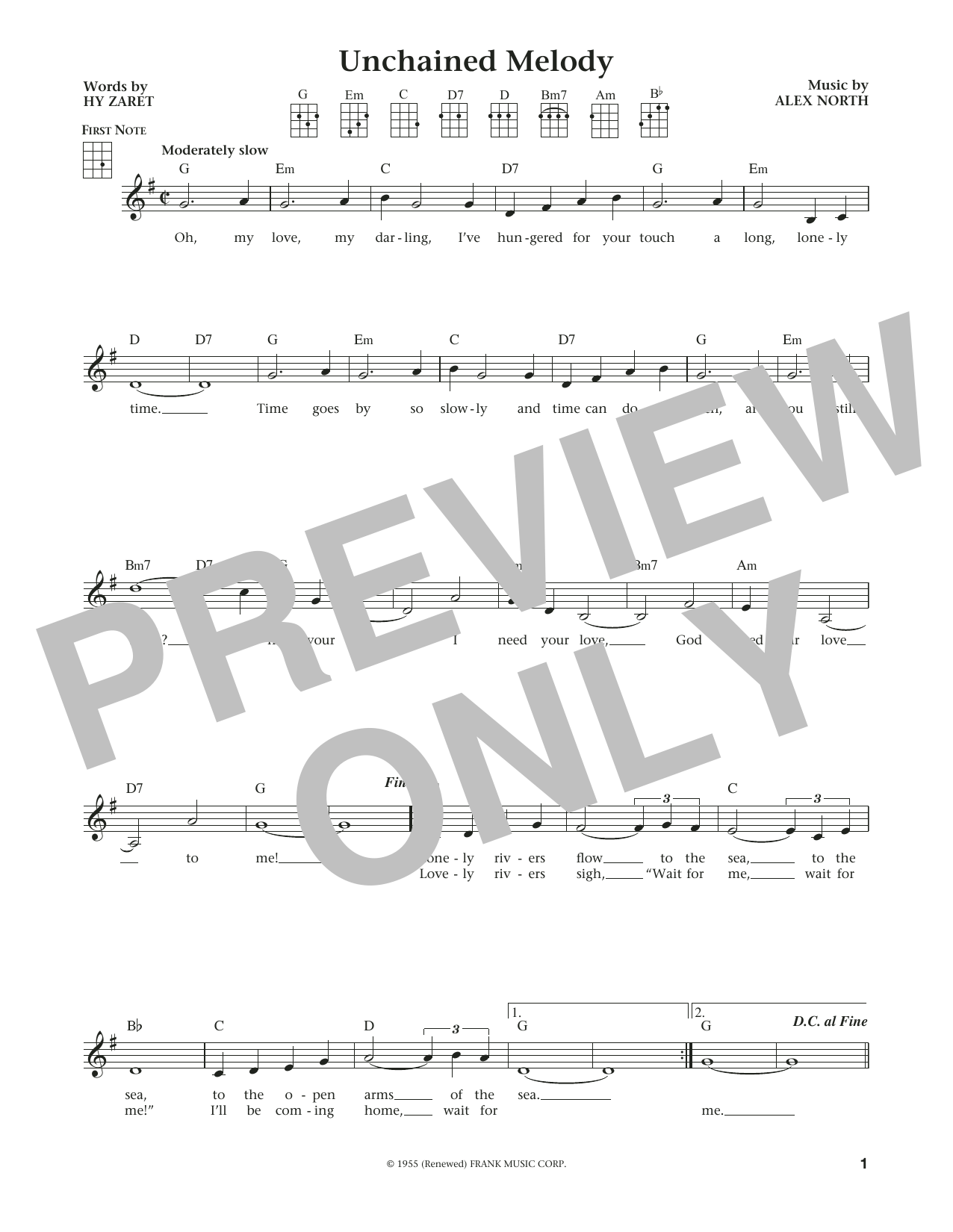 The Righteous Brothers Unchained Melody (from The Daily Ukulele) (arr. Liz and Jim Beloff) Sheet Music
