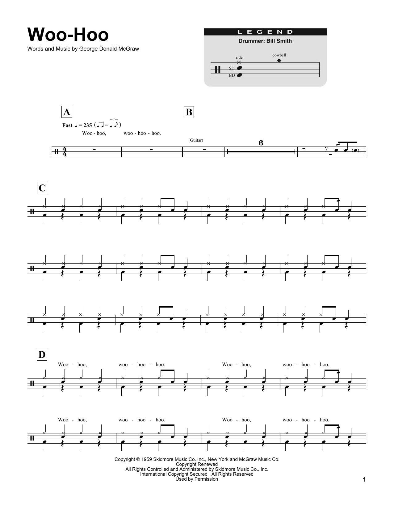 The Rock-A-Teens Woo-Hoo Sheet Music