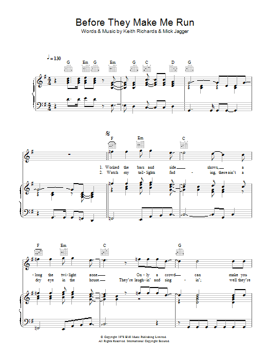 The Rolling Stones Before They Make Me Run Sheet Music