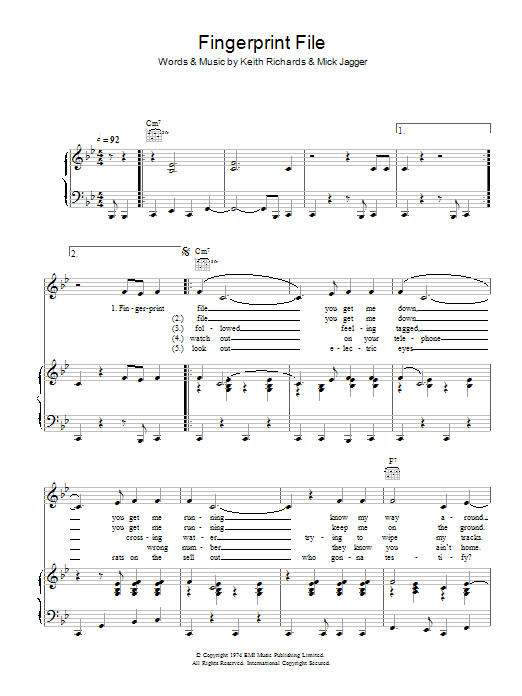 The Rolling Stones Fingerprint File Sheet Music