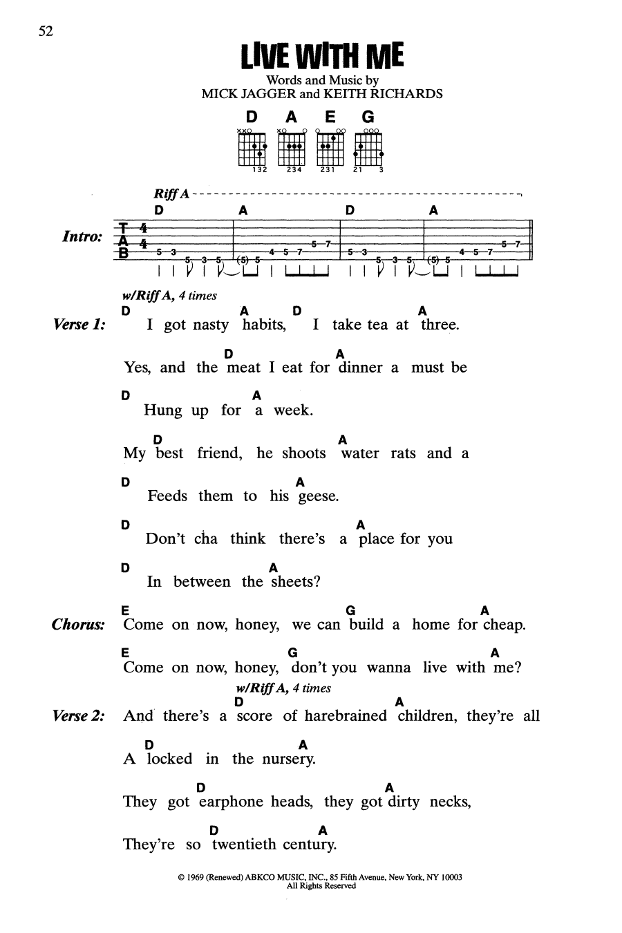 The Rolling Stones Live With Me Sheet Music