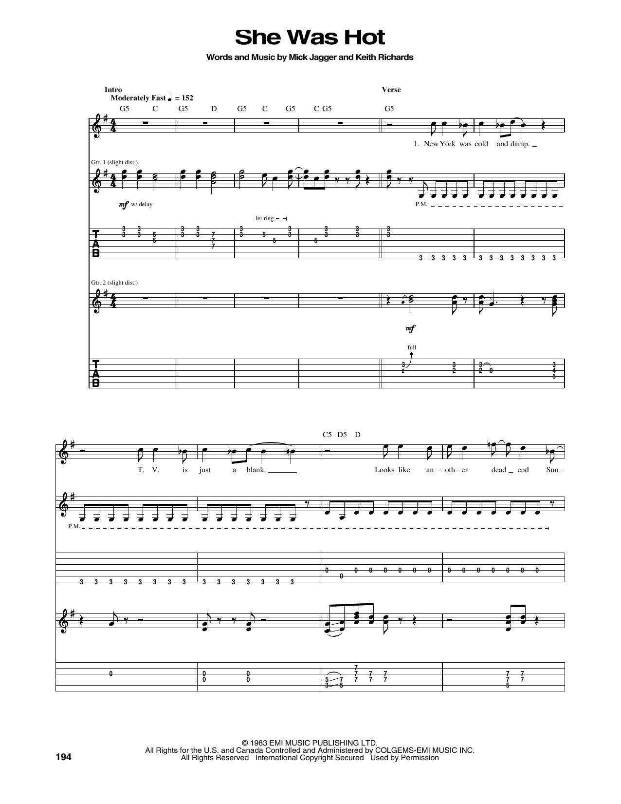 The Rolling Stones She Was Hot Sheet Music