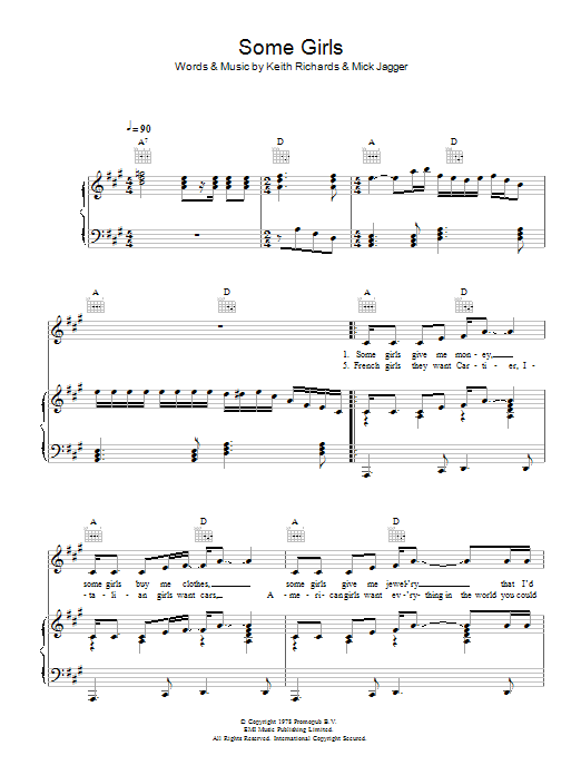 The Rolling Stones Some Girls Sheet Music