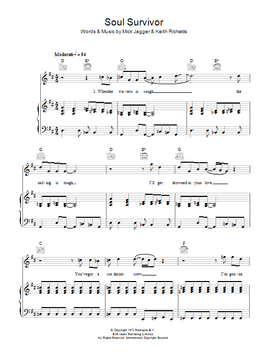 The Rolling Stones Soul Survivor Sheet Music