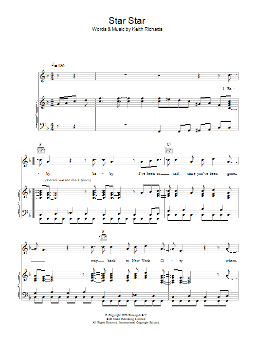The Rolling Stones Star Star Sheet Music