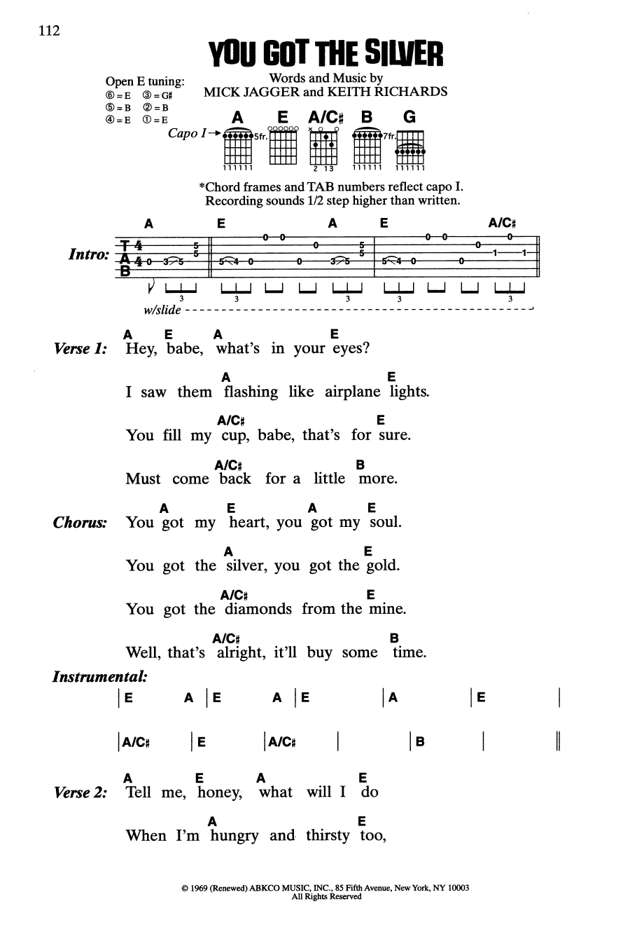 The Rolling Stones You Got The Silver Sheet Music
