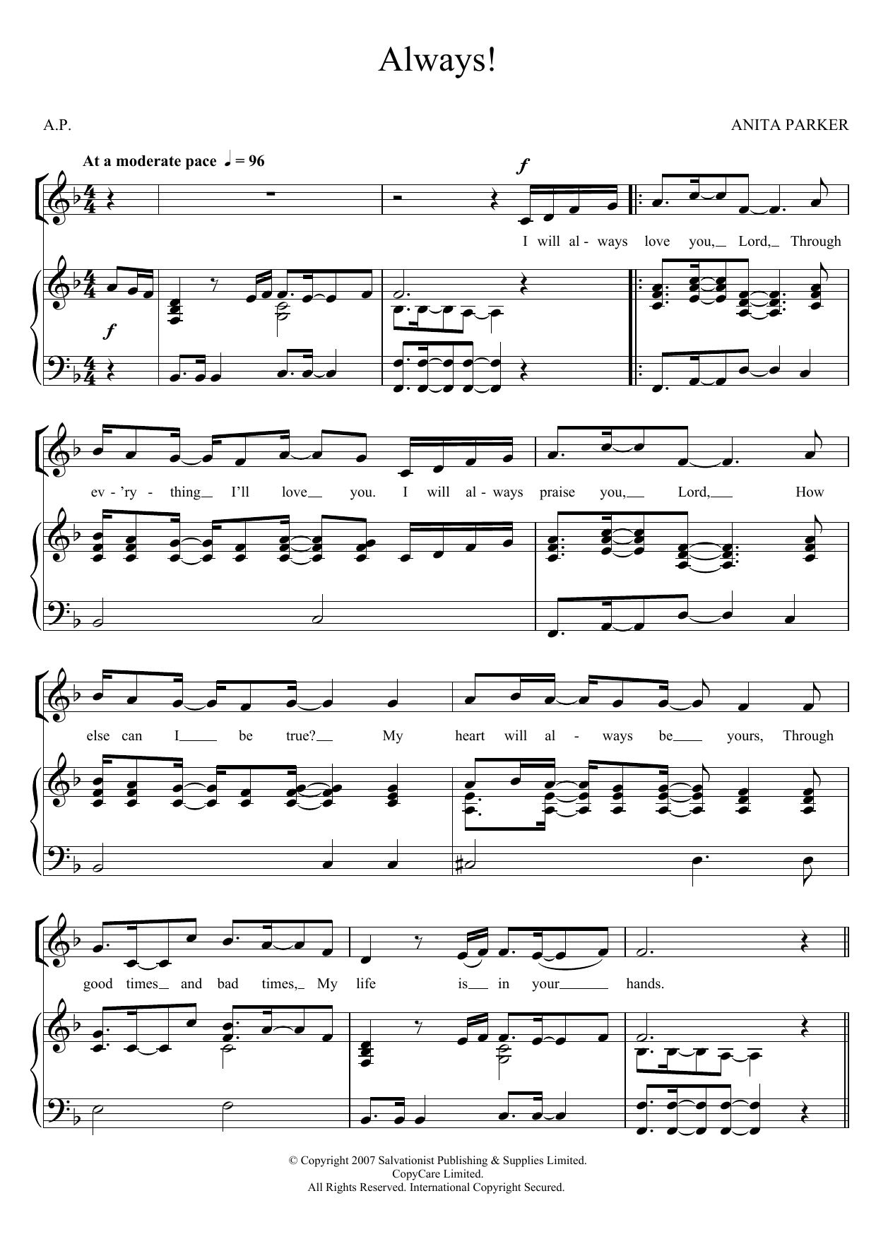 The Salvation Army Always! Sheet Music