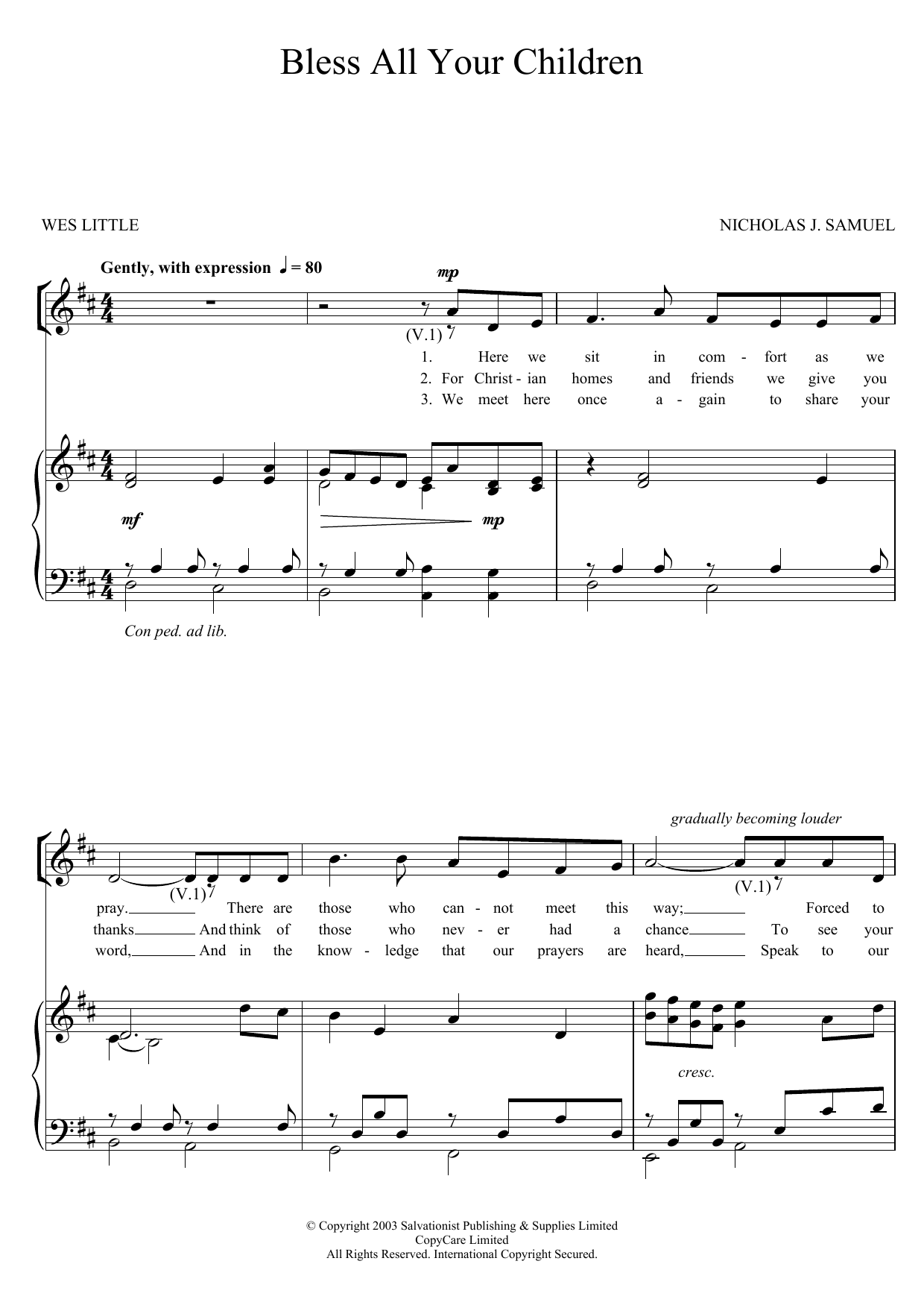 The Salvation Army Bless All Your Children Sheet Music