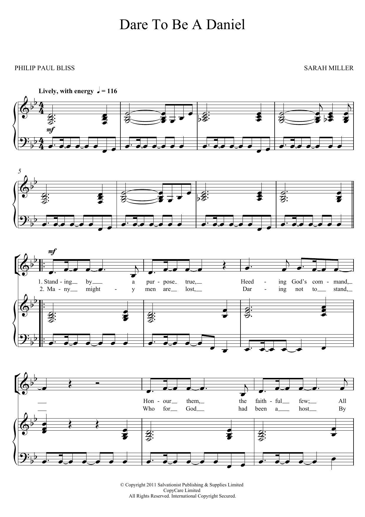 The Salvation Army Dare To Be A Daniel Sheet Music