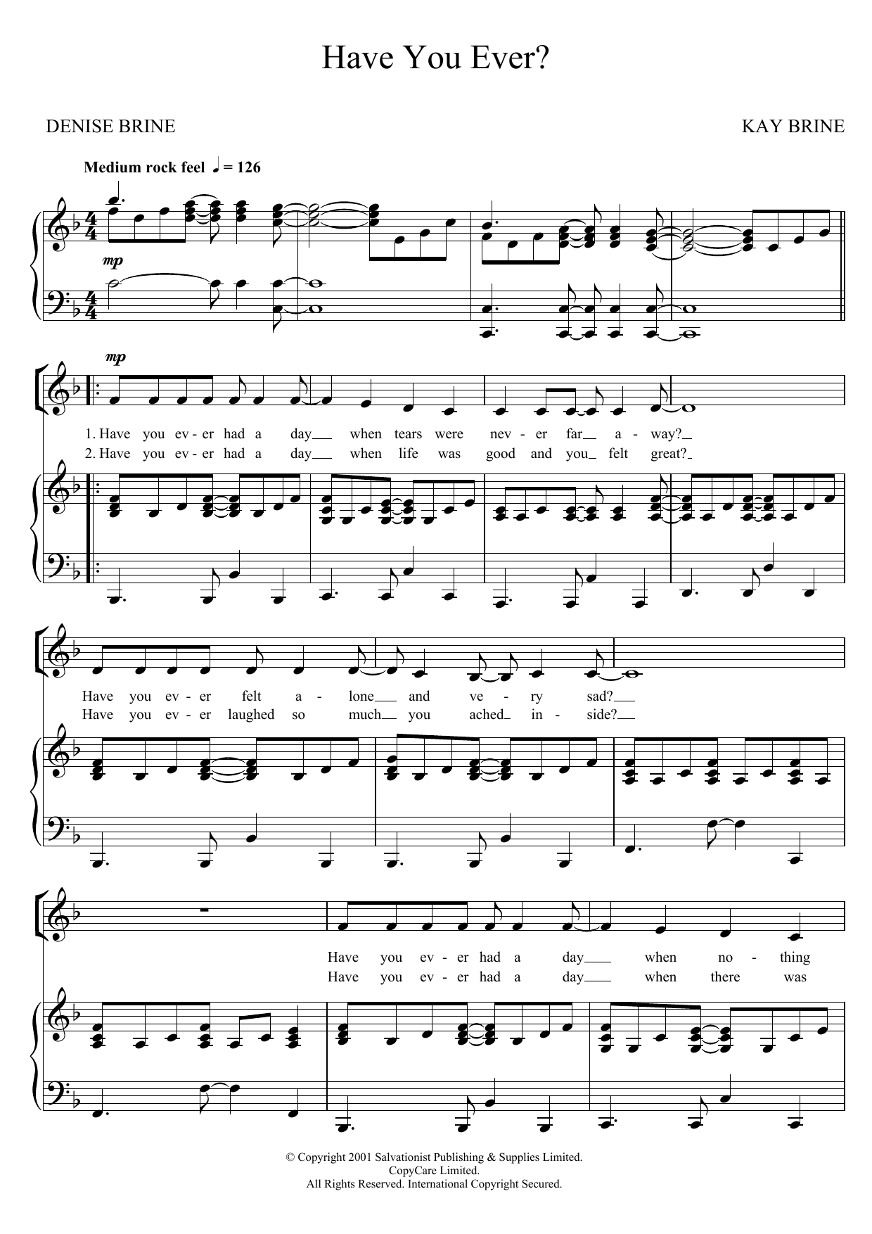 The Salvation Army Have You Ever? Sheet Music