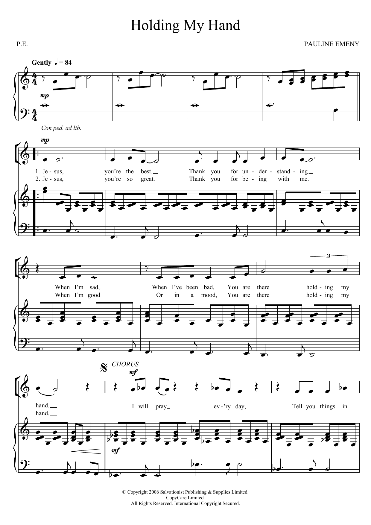 The Salvation Army Holding My Hand Sheet Music