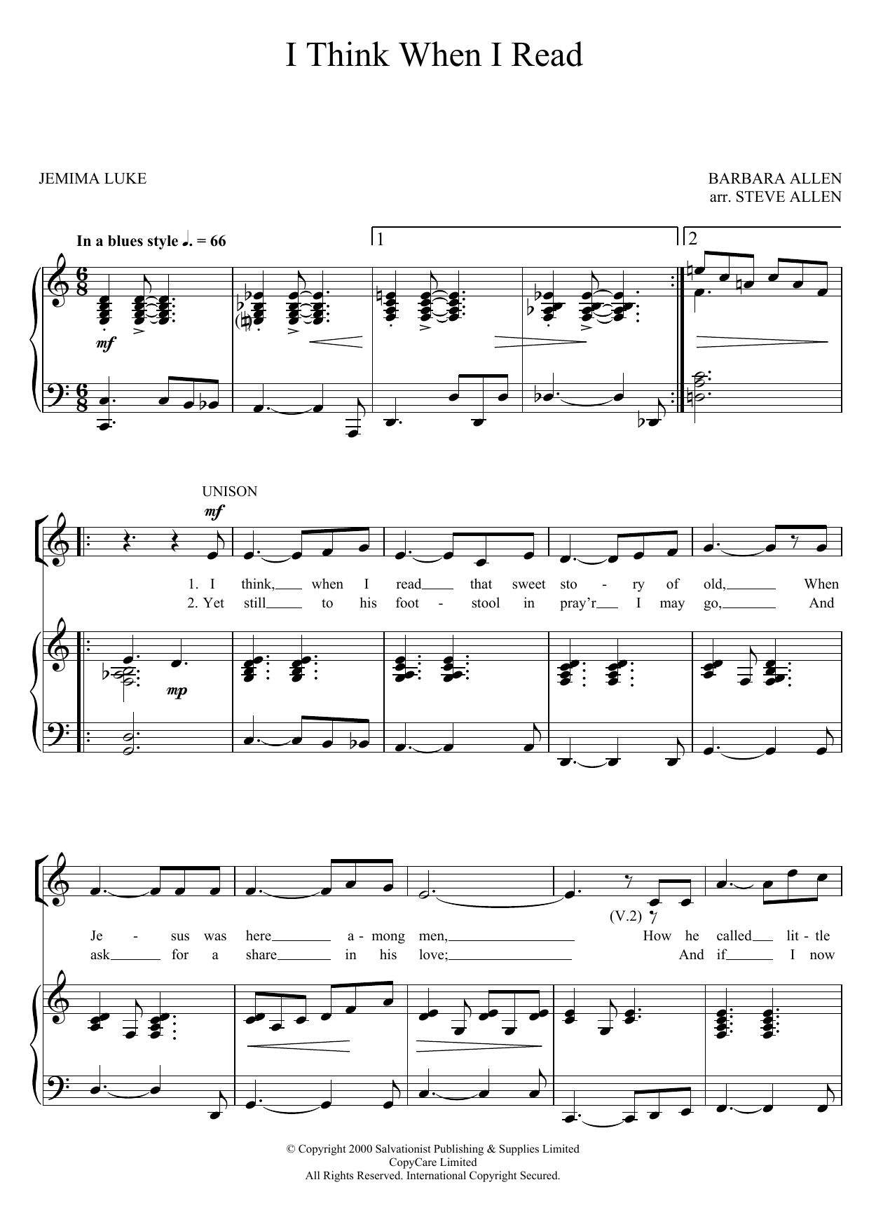 The Salvation Army I Think When I Read Sheet Music