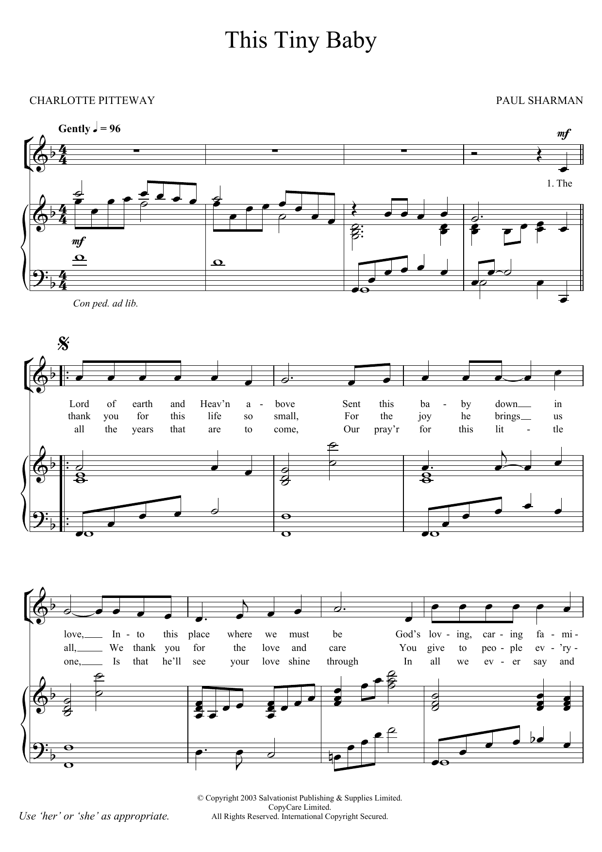 The Salvation Army This Tiny Baby Sheet Music