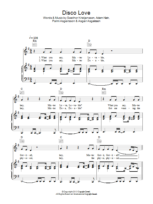 The Saturdays Disco Love Sheet Music