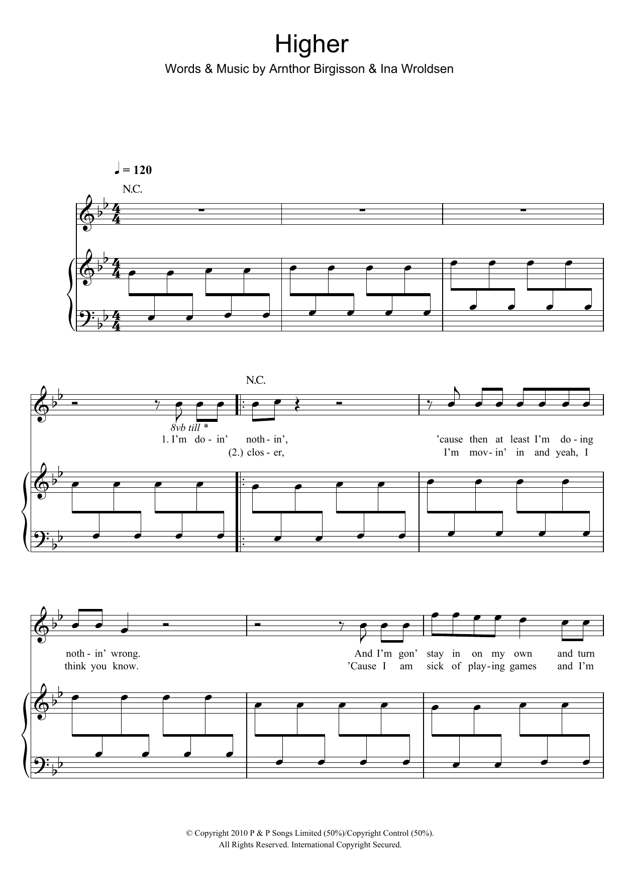 The Saturdays Higher Sheet Music