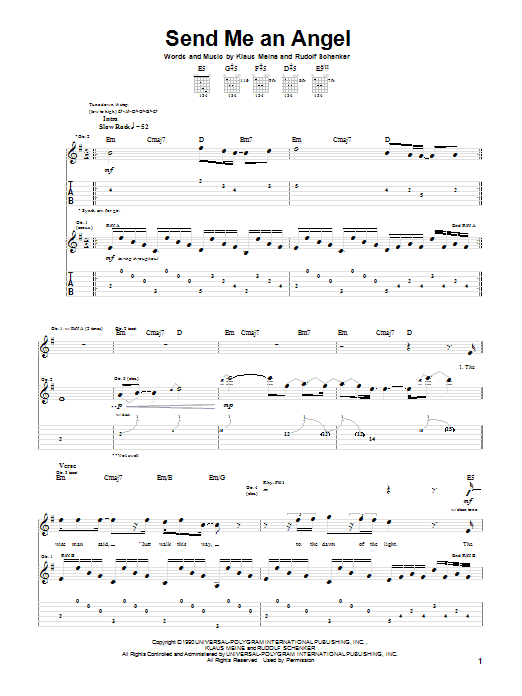 Scorpions Send Me An Angel Sheet Music