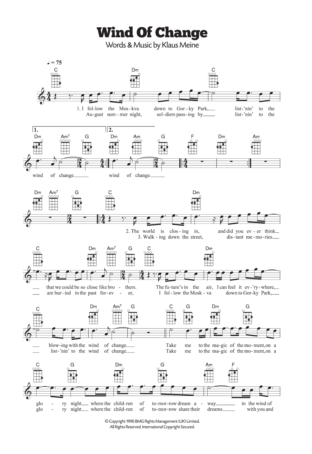 Scorpions Wind Of Change Sheet Music
