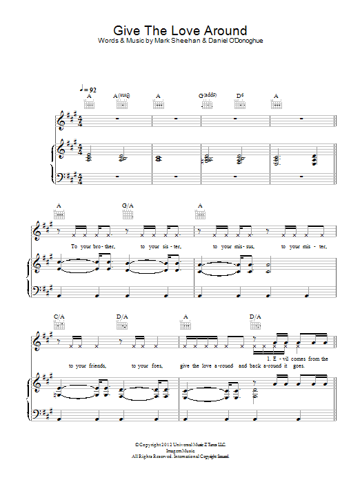The Script Give The Love Around Sheet Music