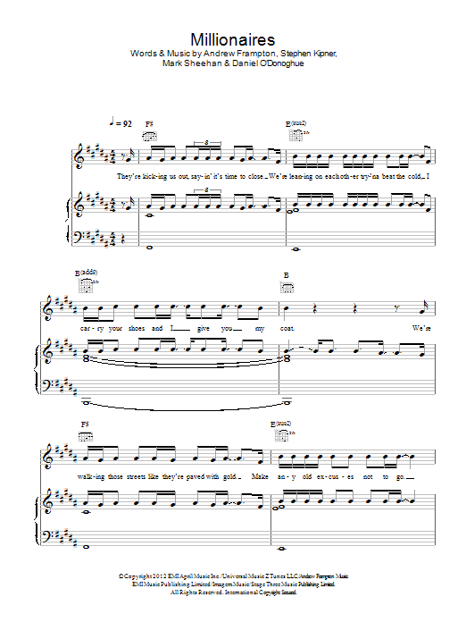 The Script Millionaires Sheet Music