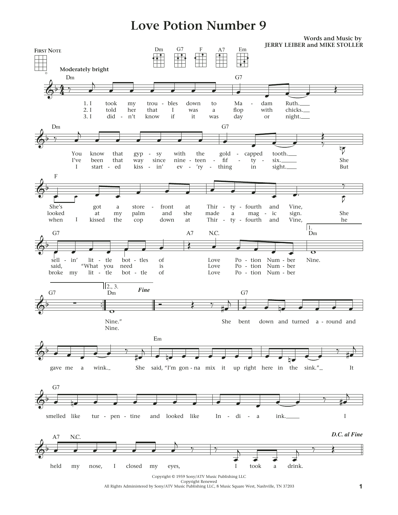 The Searchers Love Potion Number 9 (from The Daily Ukulele) (arr. Liz and Jim Beloff) Sheet Music