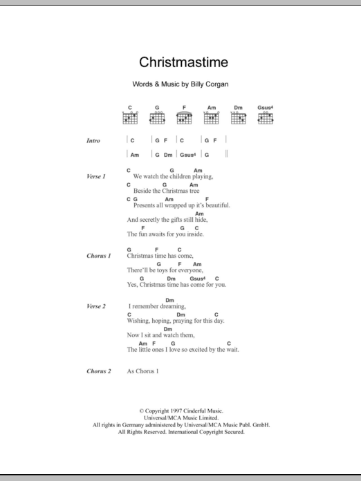 The Smashing Pumpkins Christmastime Sheet Music