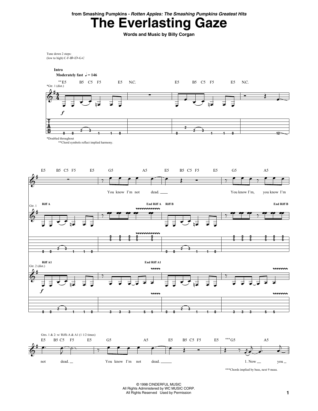 The Smashing Pumpkins The Everlasting Gaze Sheet Music