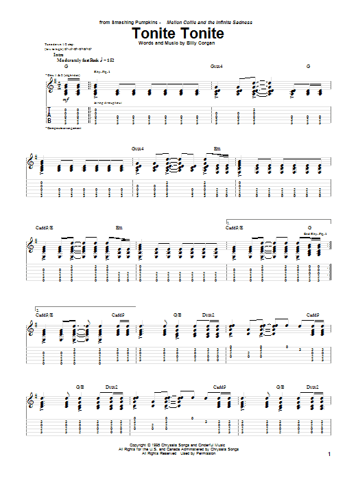 The Smashing Pumpkins Tonite Tonite Sheet Music