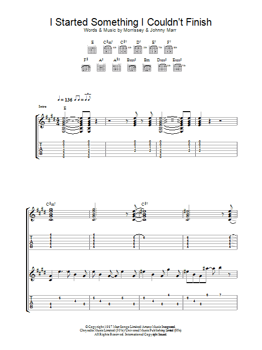 The Smiths I Started Something I Couldn't Finish Sheet Music