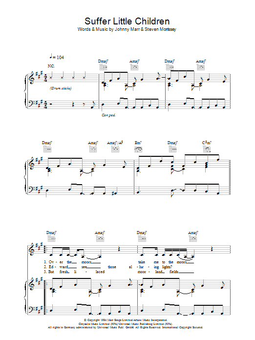 The Smiths Suffer Little Children Sheet Music
