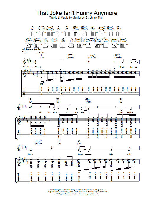 The Smiths That Joke Isn't Funny Anymore Sheet Music