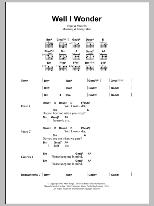 The Smiths Well I Wonder Sheet Music