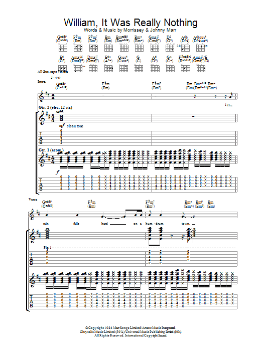 The Smiths William, It Was Really Nothing Sheet Music