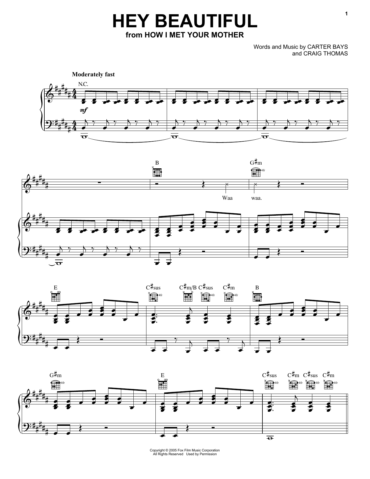 The Solids Hey Beautiful (from How I Met Your Mother) Sheet Music
