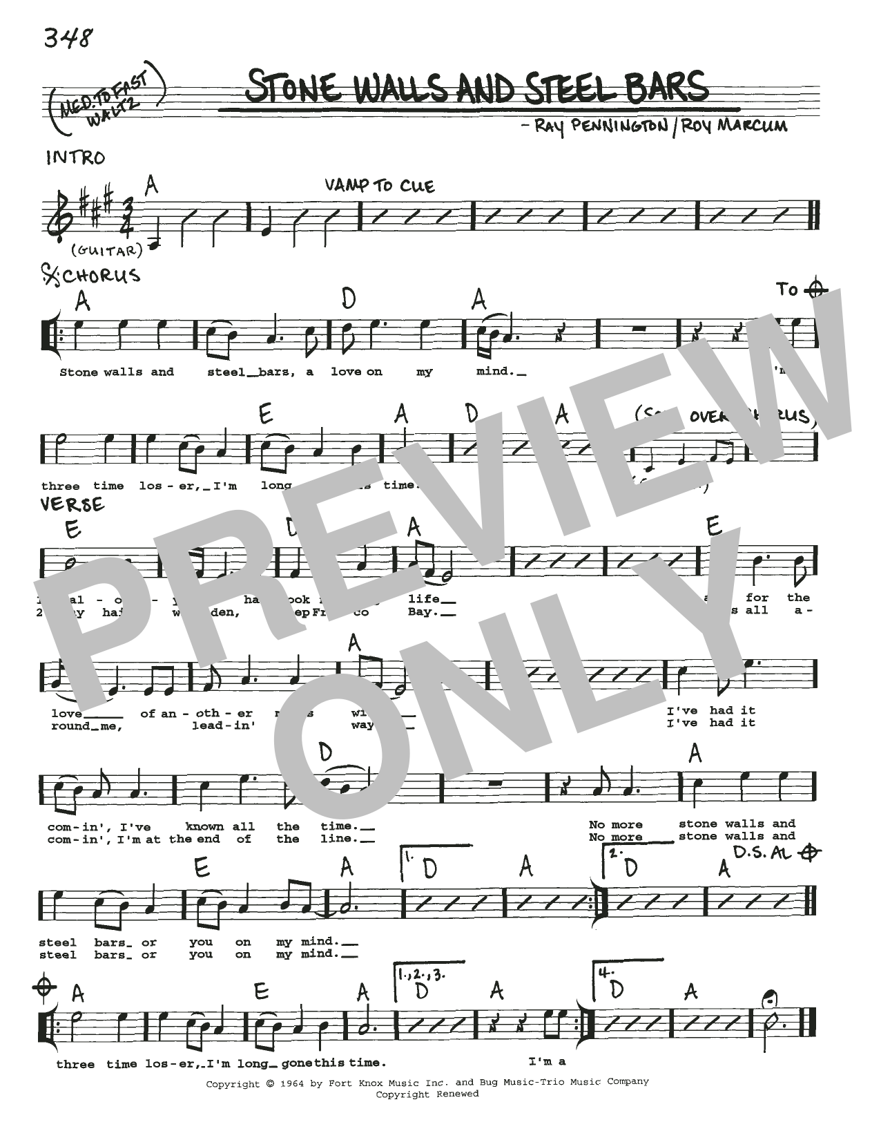 The Stanley Brothers Stone Walls And Steel Bars Sheet Music