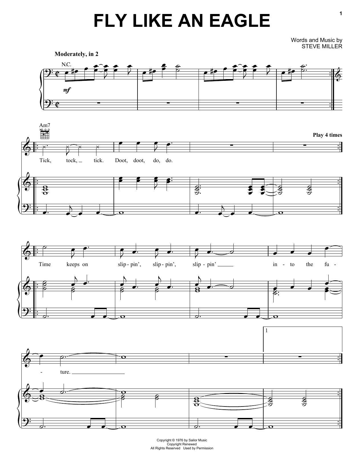 Steve Miller Band Fly Like An Eagle Sheet Music