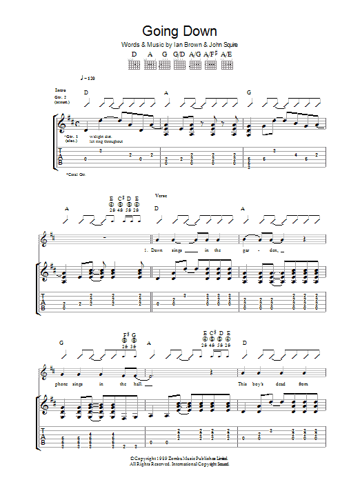 The Stone Roses Going Down Sheet Music
