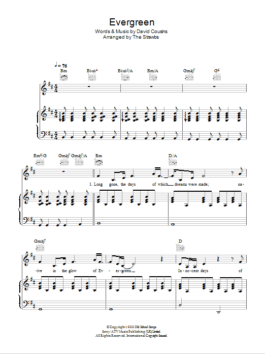 The Strawbs Evergreen Sheet Music