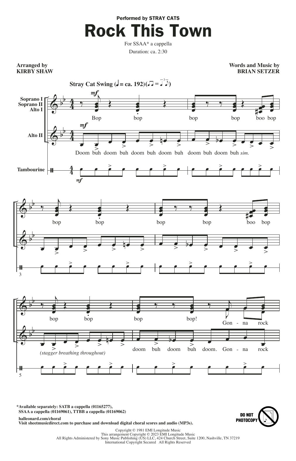 Stray Cats Rock This Town (arr. Kirby Shaw) Sheet Music