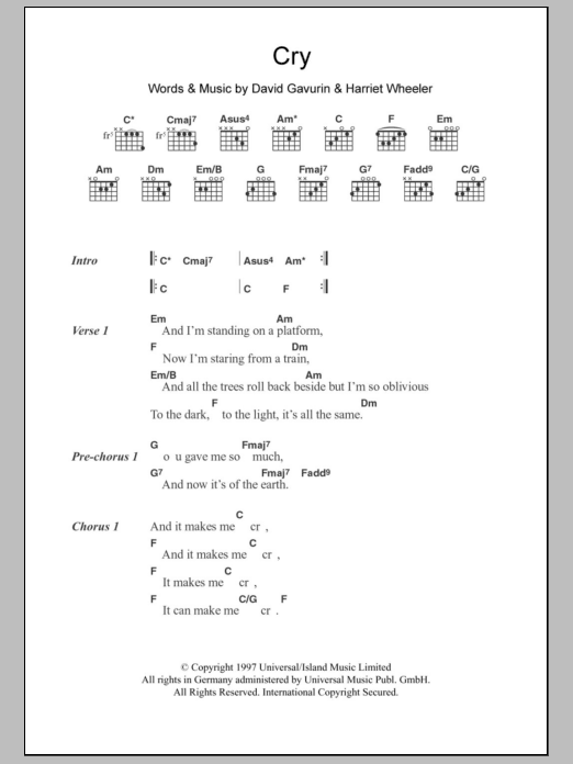 The Sundays Cry Sheet Music